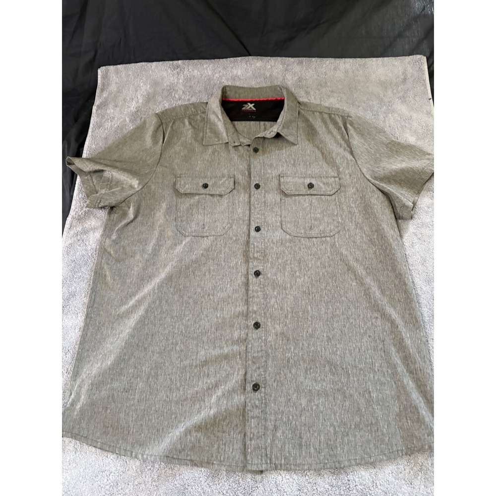 ZeroXposur Mens Short Sleeve Button Down Shirt Heather‎ Grey Performance XL